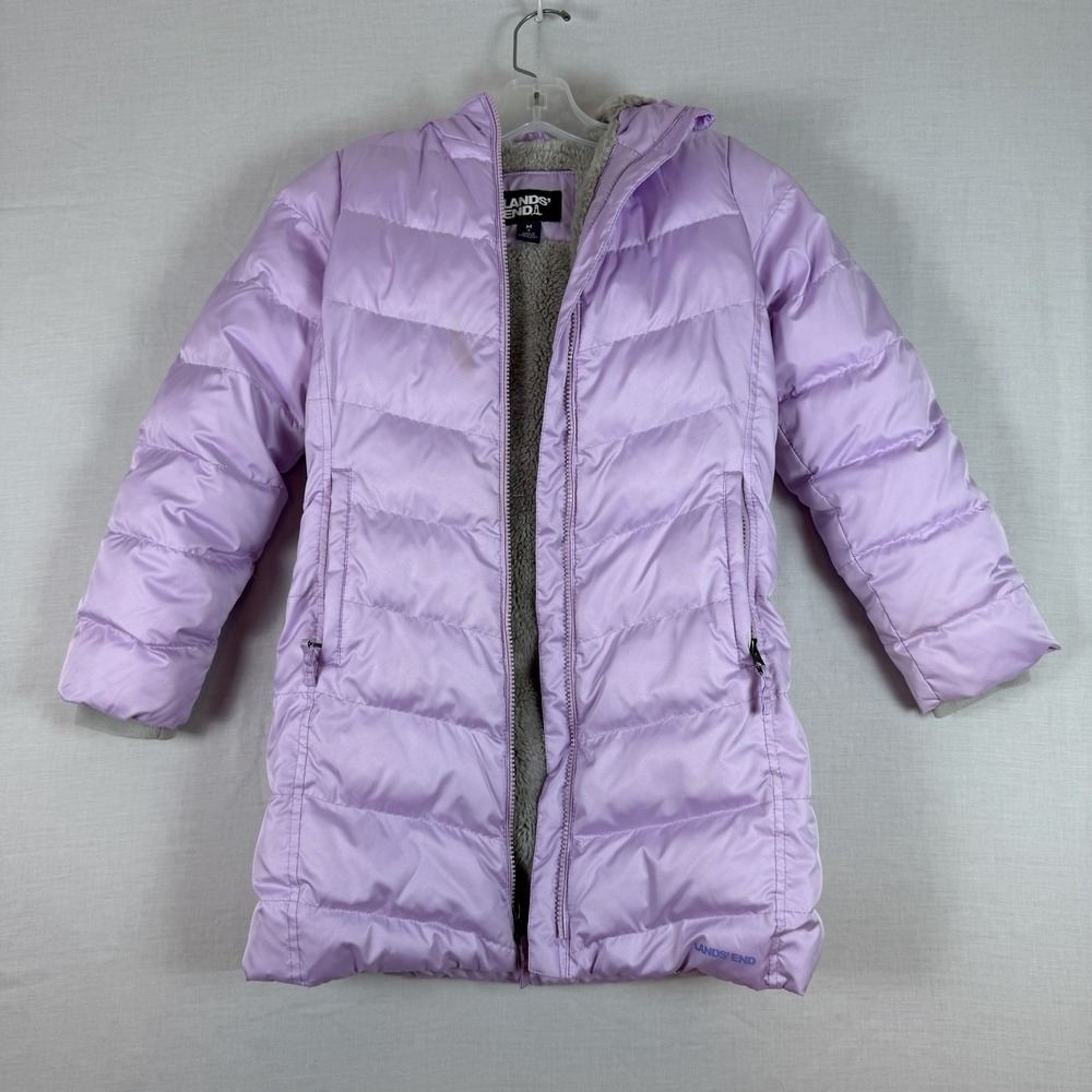 Lands End Parka Puffer Faux Fur Hood Womens M